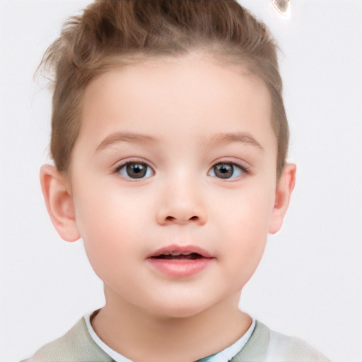 Neutral white child female with short  brown hair and brown eyes