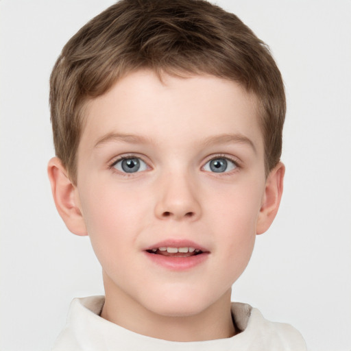 Neutral white child male with short  brown hair and brown eyes