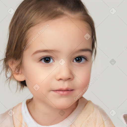 Neutral white child female with medium  brown hair and brown eyes