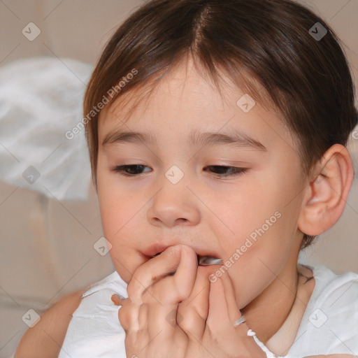 Neutral white child female with medium  brown hair and brown eyes