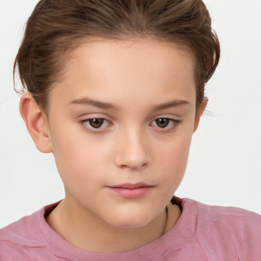 Neutral white child female with short  brown hair and brown eyes