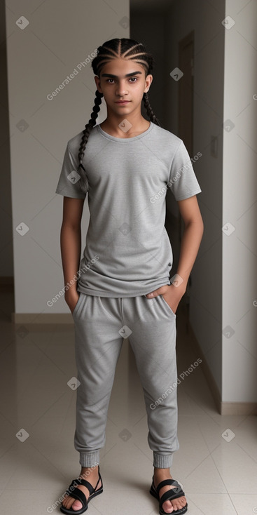 Bahraini teenager boy with  gray hair