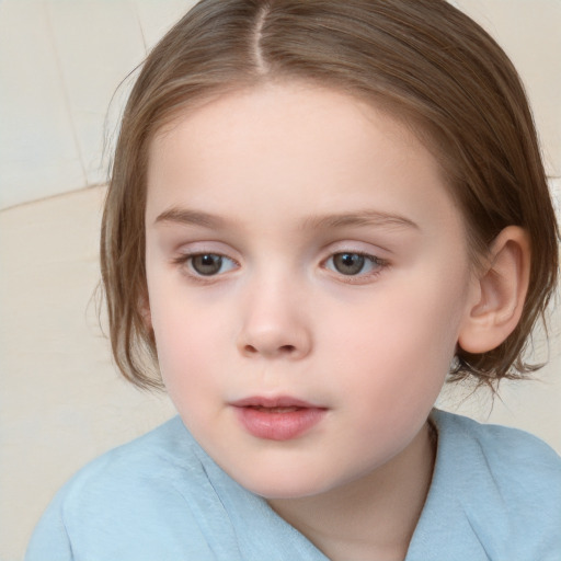 Neutral white child female with medium  brown hair and brown eyes