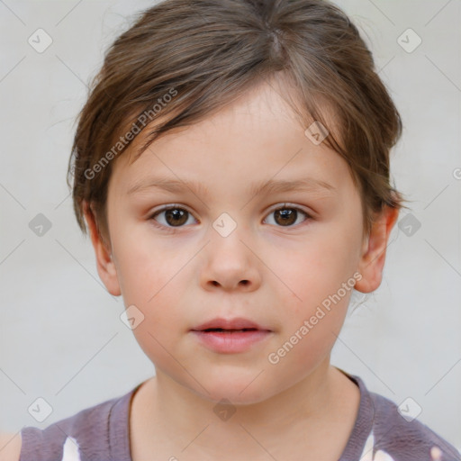 Neutral white child male with short  brown hair and brown eyes