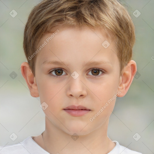 Neutral white child male with short  brown hair and brown eyes