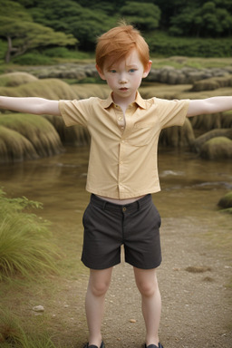 Japanese child boy with  ginger hair