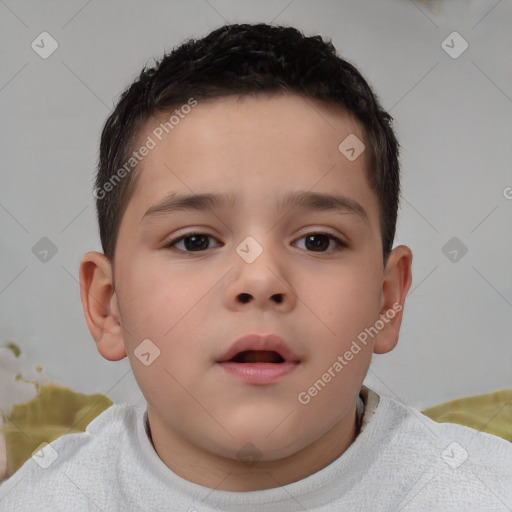 Neutral white child male with short  brown hair and brown eyes