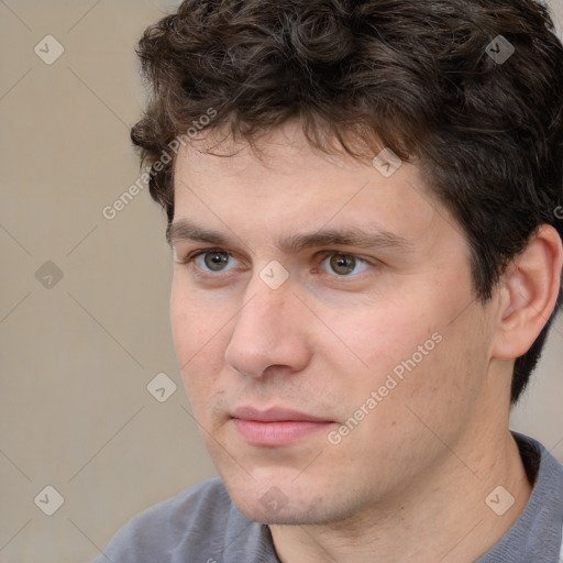 Neutral white adult male with short  brown hair and brown eyes