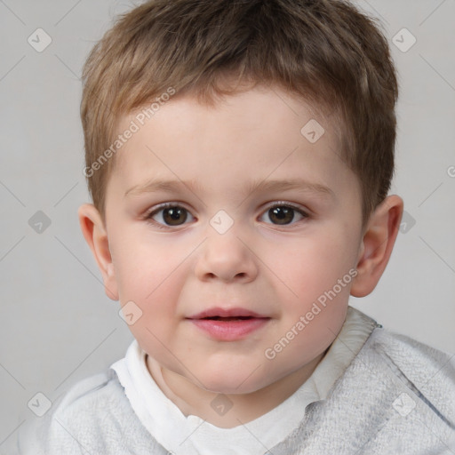 Neutral white child male with short  brown hair and brown eyes