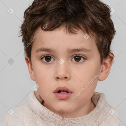 Neutral white child male with short  brown hair and brown eyes