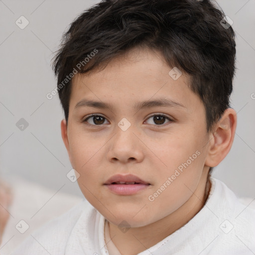 Neutral white child male with short  brown hair and brown eyes