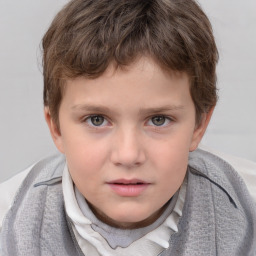 Neutral white child male with short  brown hair and brown eyes