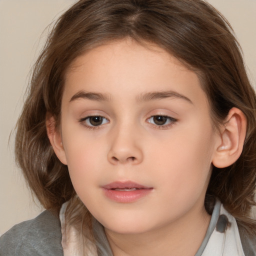 Neutral white child female with medium  brown hair and brown eyes