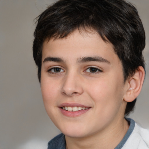 Joyful white young-adult male with medium  brown hair and brown eyes