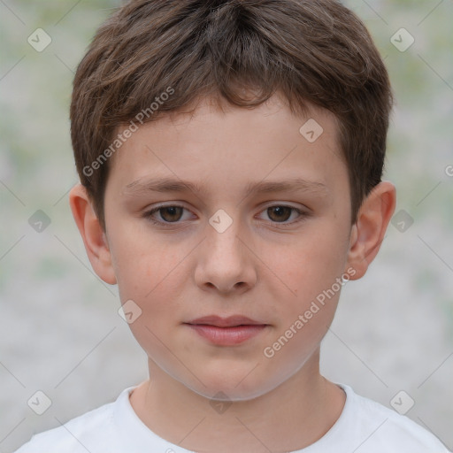 Neutral white child male with short  brown hair and brown eyes