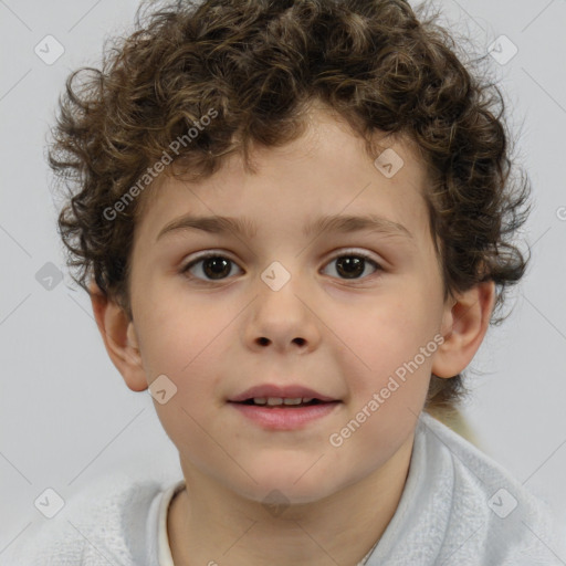 Neutral white child male with short  brown hair and brown eyes