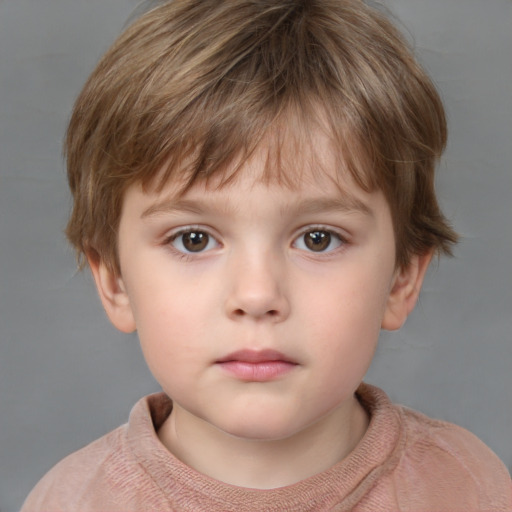 Neutral white child male with short  brown hair and brown eyes