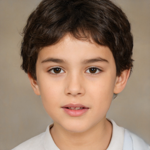 Neutral white child male with short  brown hair and brown eyes