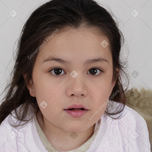 Neutral white child female with medium  brown hair and brown eyes