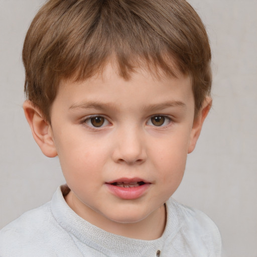 Neutral white child male with short  brown hair and brown eyes