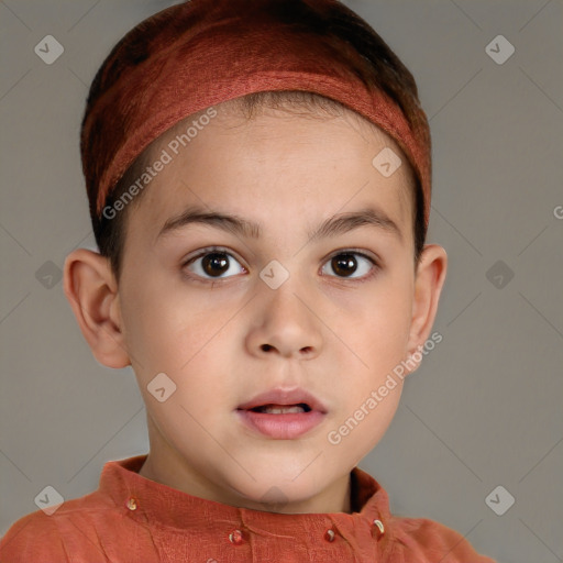 Neutral white child male with short  brown hair and brown eyes