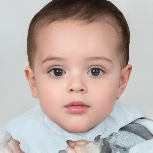 Neutral white child female with short  brown hair and brown eyes