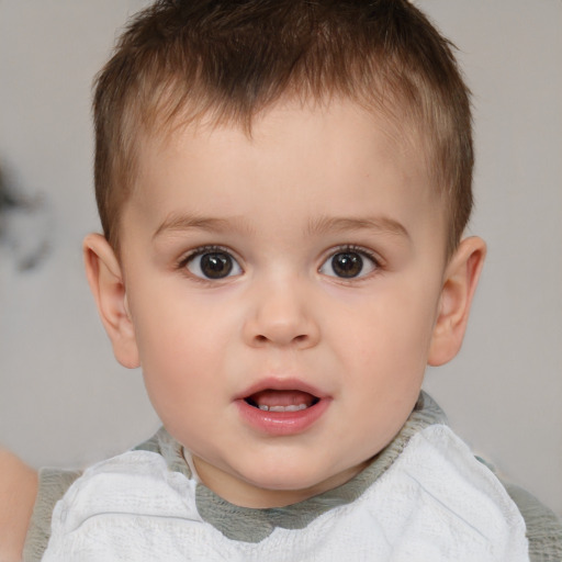 Neutral white child male with short  brown hair and brown eyes