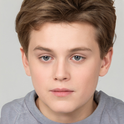 Neutral white child male with short  brown hair and brown eyes