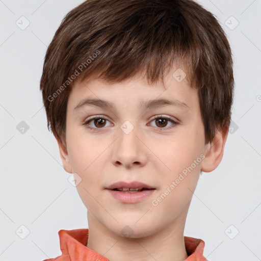 Neutral white child male with short  brown hair and brown eyes