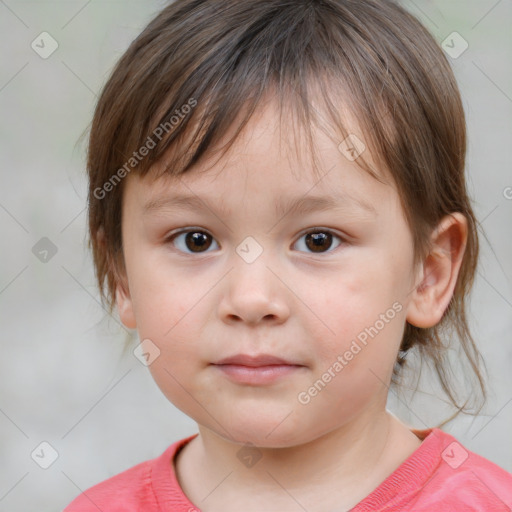 Neutral white child female with medium  brown hair and brown eyes