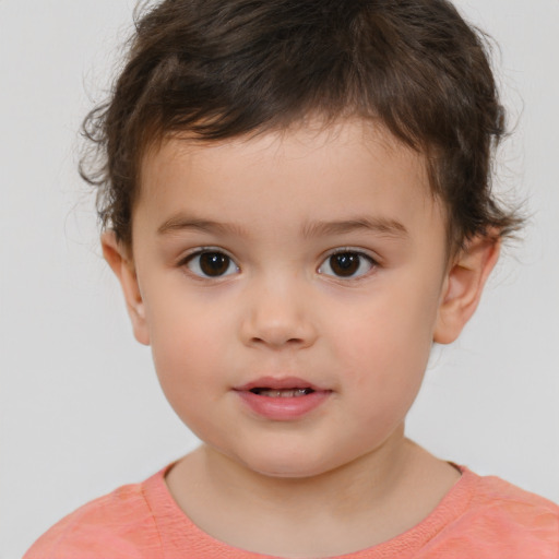 Neutral white child male with short  brown hair and brown eyes