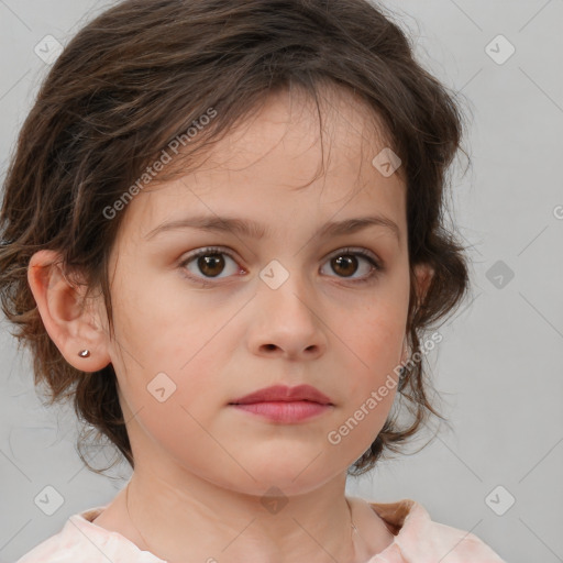 Neutral white child female with medium  brown hair and brown eyes