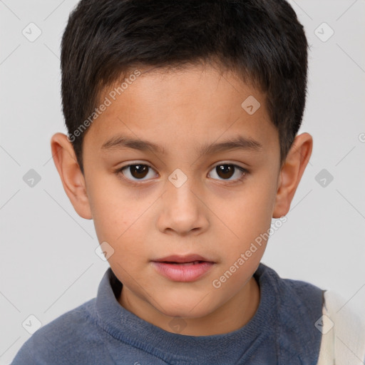 Neutral white child male with short  brown hair and brown eyes