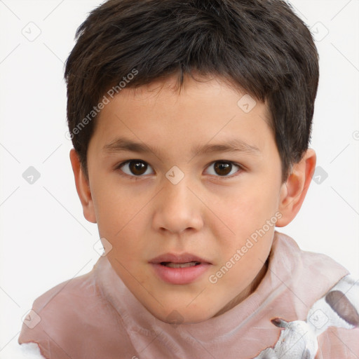 Neutral white child male with short  brown hair and brown eyes