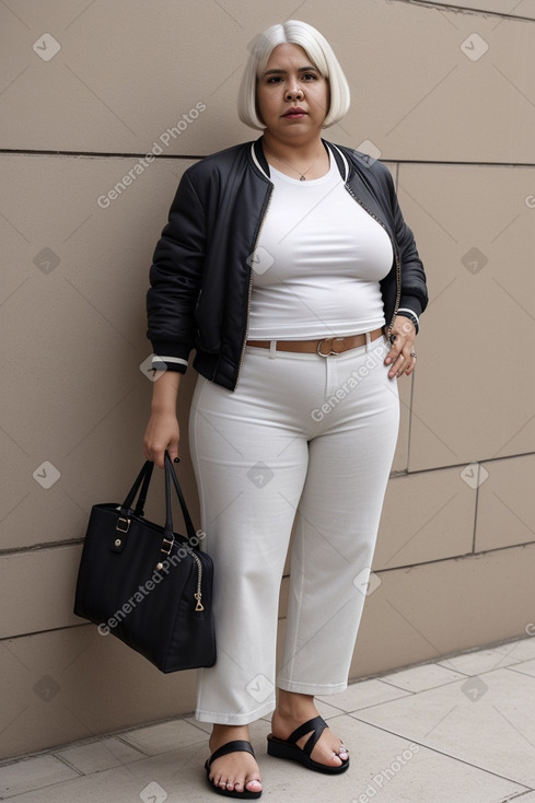 Mexican middle-aged female with  white hair