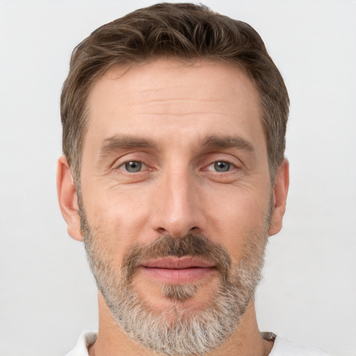 Neutral white adult male with short  brown hair and brown eyes