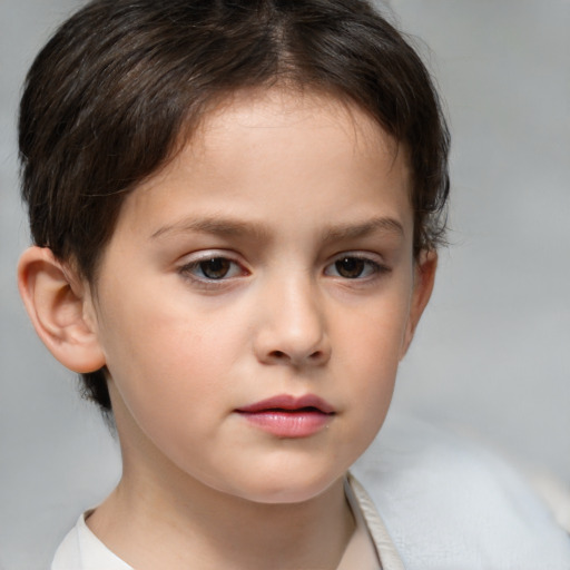 Neutral white child female with short  brown hair and brown eyes