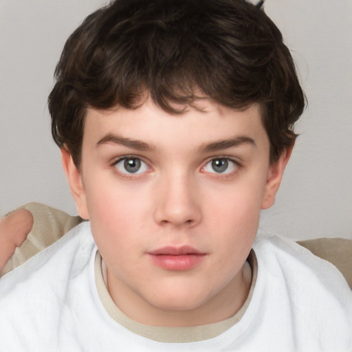 Neutral white child female with short  brown hair and brown eyes