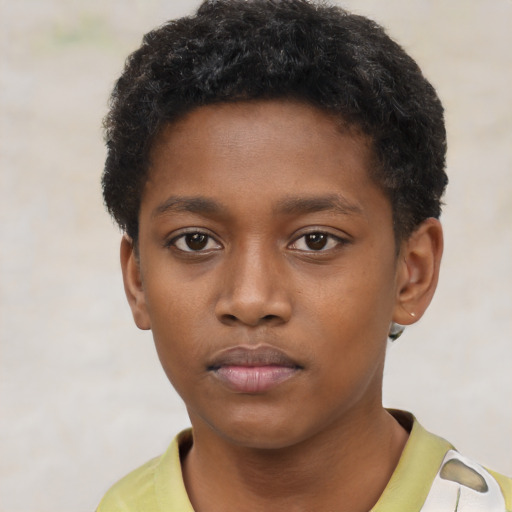 Neutral black child male with short  brown hair and brown eyes
