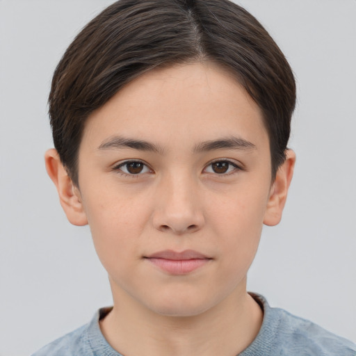 Neutral white young-adult female with short  brown hair and brown eyes