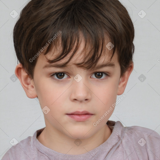 Neutral white child female with short  brown hair and brown eyes