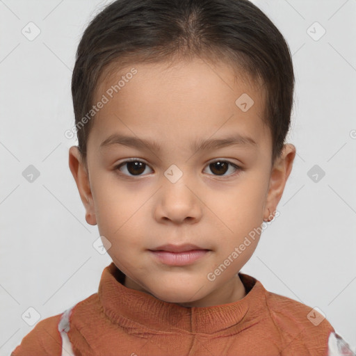 Neutral white child male with short  brown hair and brown eyes