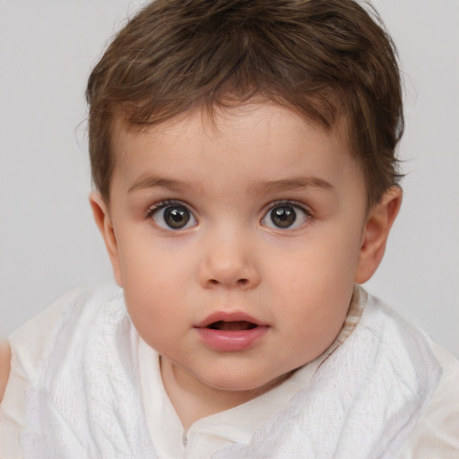 Neutral white child male with short  brown hair and brown eyes