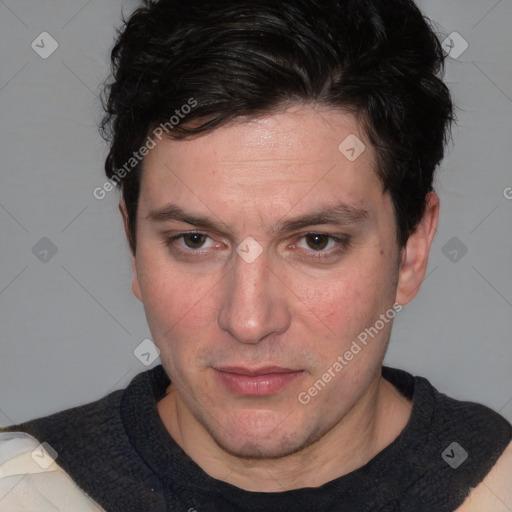 Neutral white adult male with short  brown hair and brown eyes