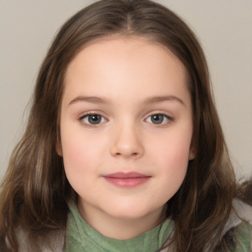 Neutral white child female with medium  brown hair and brown eyes