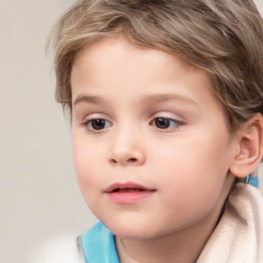 Neutral white child female with short  brown hair and brown eyes