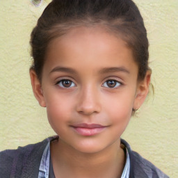 Neutral white child female with short  brown hair and brown eyes