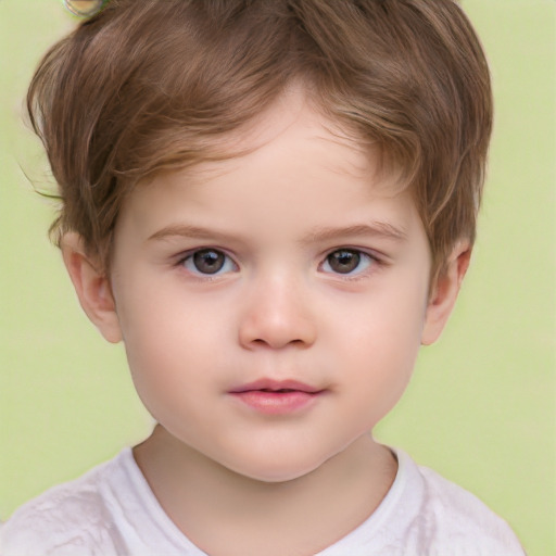 Neutral white child male with short  brown hair and brown eyes