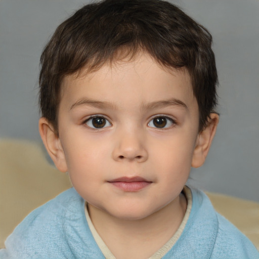 Neutral white child male with short  brown hair and brown eyes