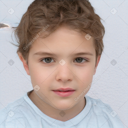 Neutral white child male with short  brown hair and brown eyes